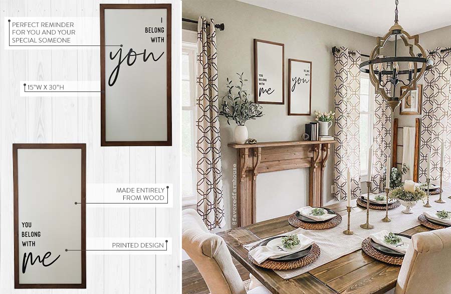 You and Me Wooden Framed Sign Set