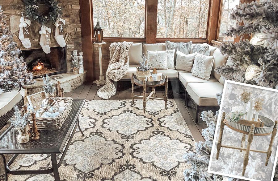 Corrugated Metal & Wood Cottage Side Table