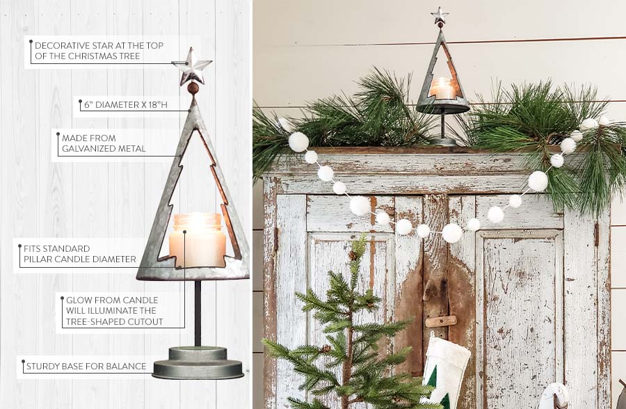 Galvanized Christmas Tree Candle Holder