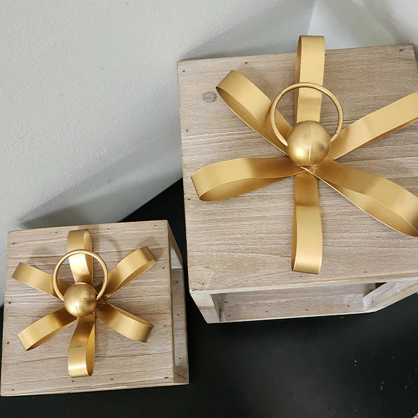Wooden Gift Box Lanterns, Set of 2