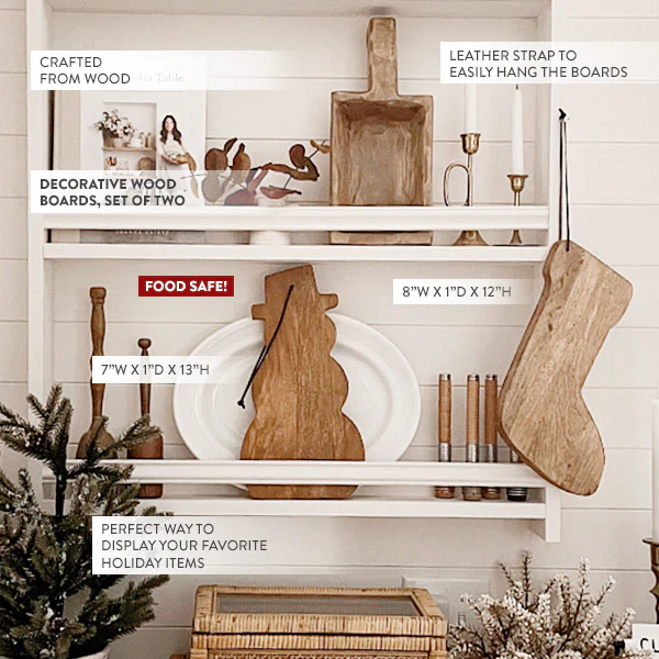 Snowman and Stocking Wood Boards, Set of 2