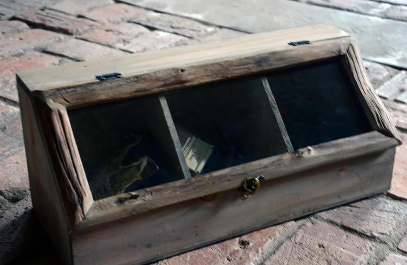 Slant Glass Front Three Section Bin