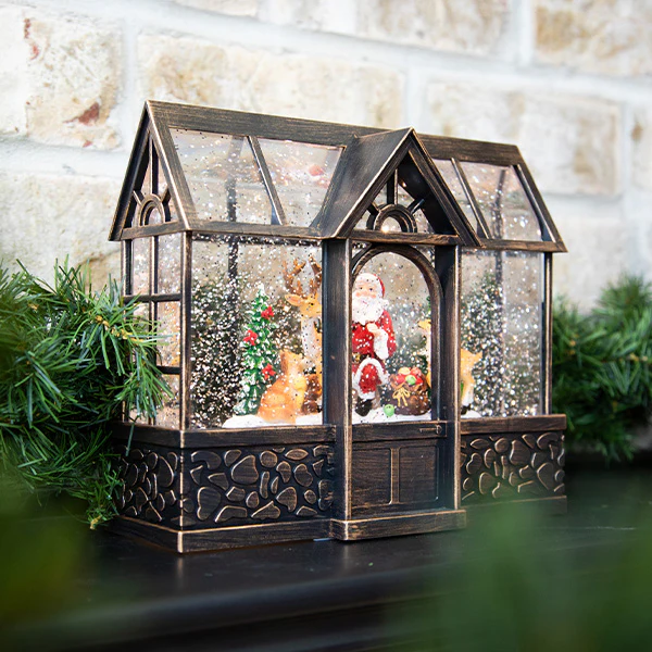 Santa and Reindeer Musical Snow Globe