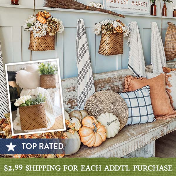 Woven Natural Hanging Baskets, Set of 2