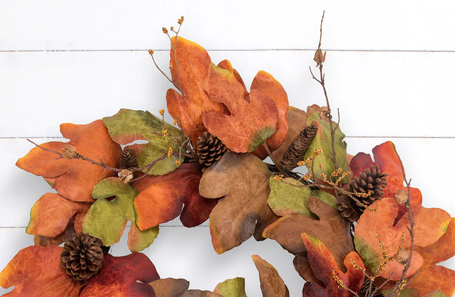 Pinecone Maple Leaf Wreath With Berries