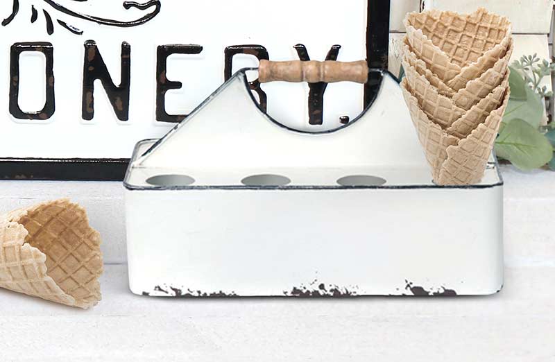 White Distressed Enamel Caddy