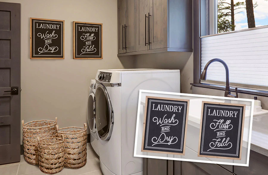 Wooden Framed Laundry Signs, Set of 2