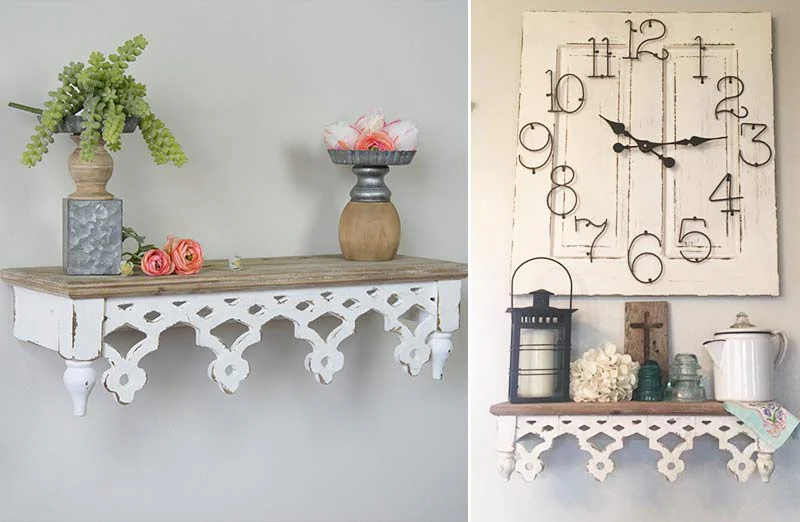 White Wooden Scalloped Edge Wall Shelf