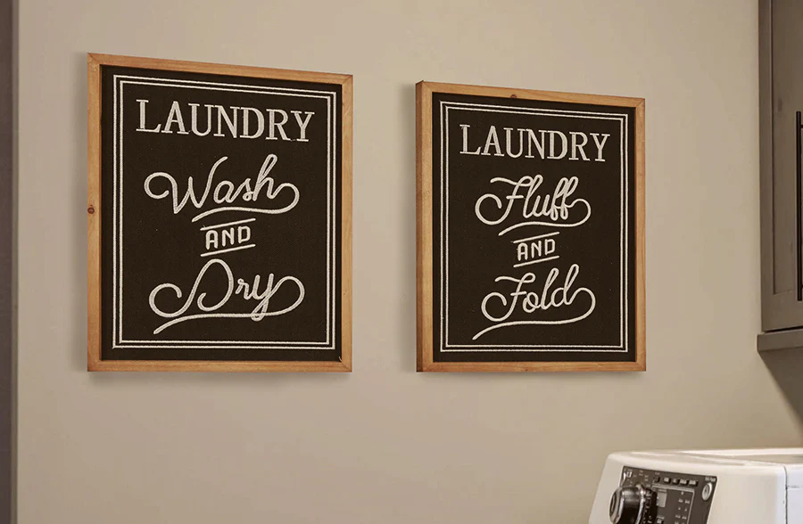 Wooden Framed Laundry Signs, Set of 2