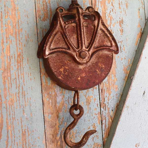 *LARGE Distressed Pulley Hook