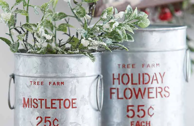 Tree Farm Holiday Buckets  Set of 2
