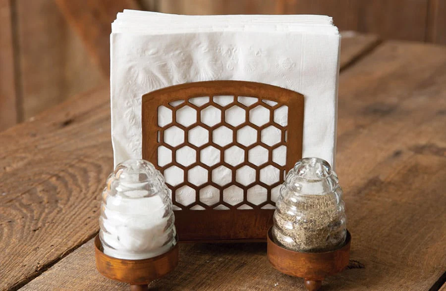 Honey Hive Salt Pepper and Napkin Caddy