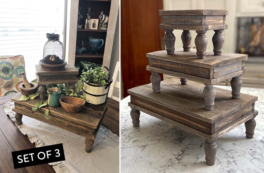 Reclaimed Wood Tabletop Risers, Set of 3