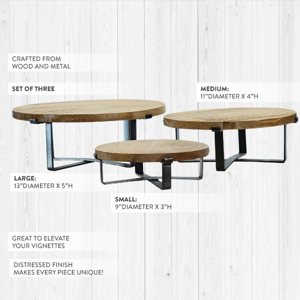 Round Modern Farmhouse Risers, Set of 3