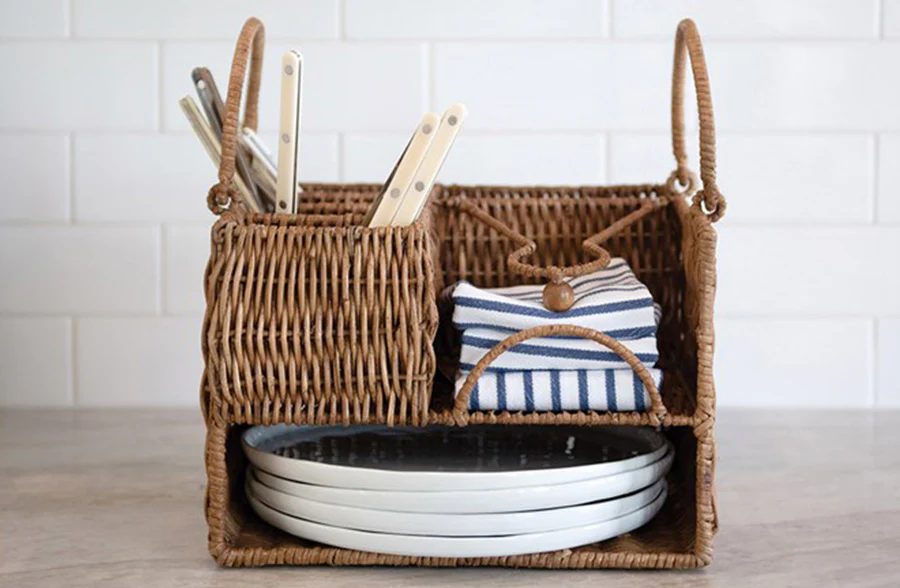 Rattan Tabletop Compartment Caddy