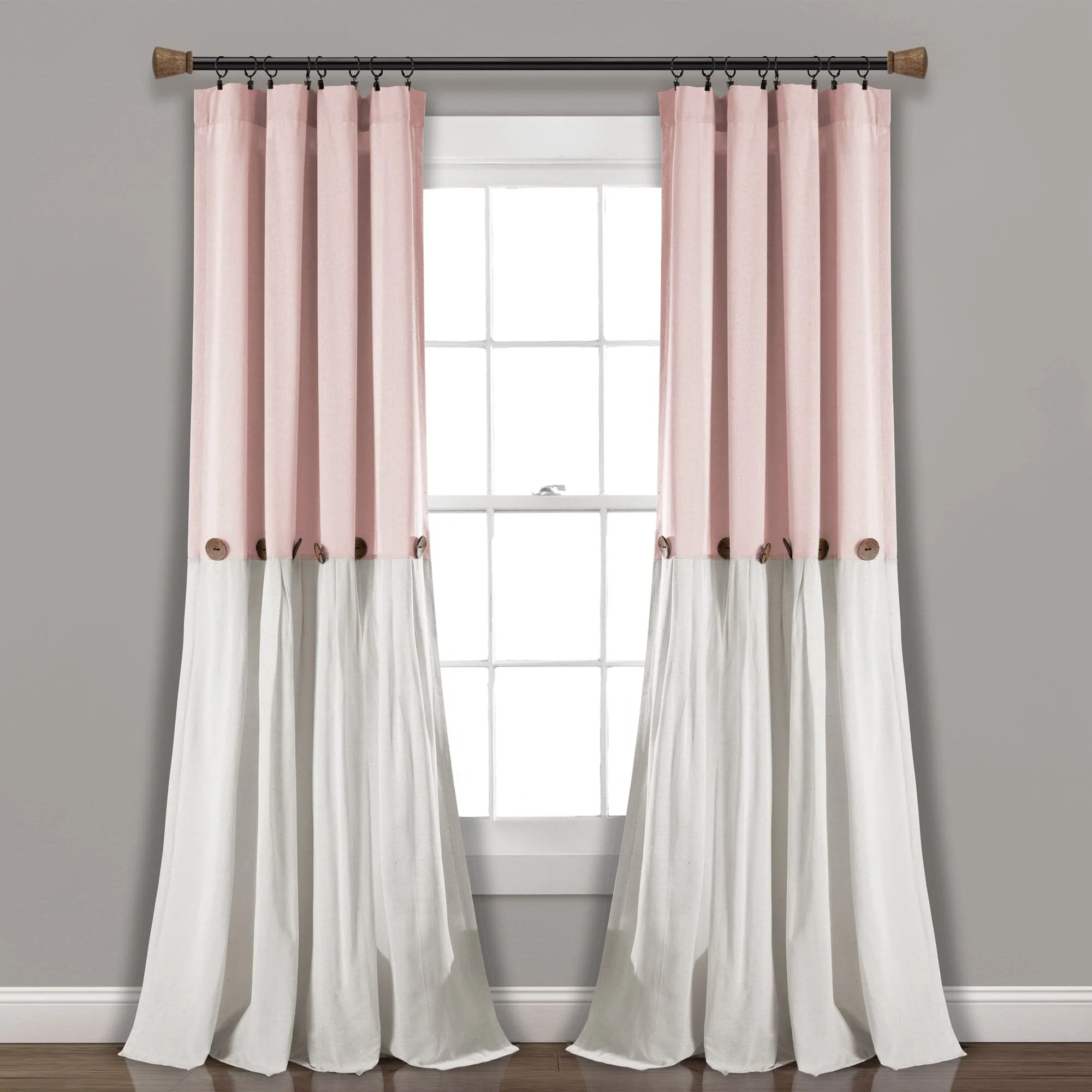 Linen Button Window Curtain Panel