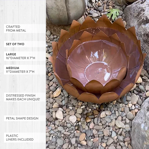 HUGE Copper Flower Planters, Set of 2