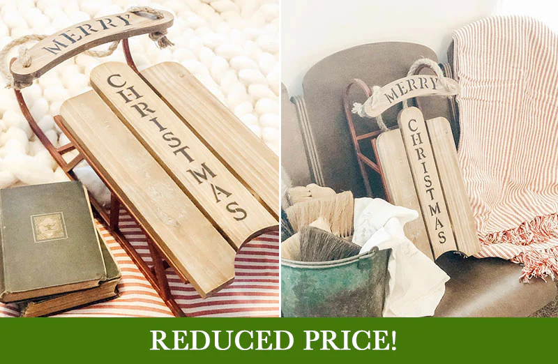 Wood & Metal Sleigh Black Writing