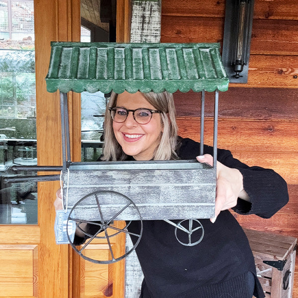 17 Inch Outdoor Metal Rolling Flower Cart Plant Stand