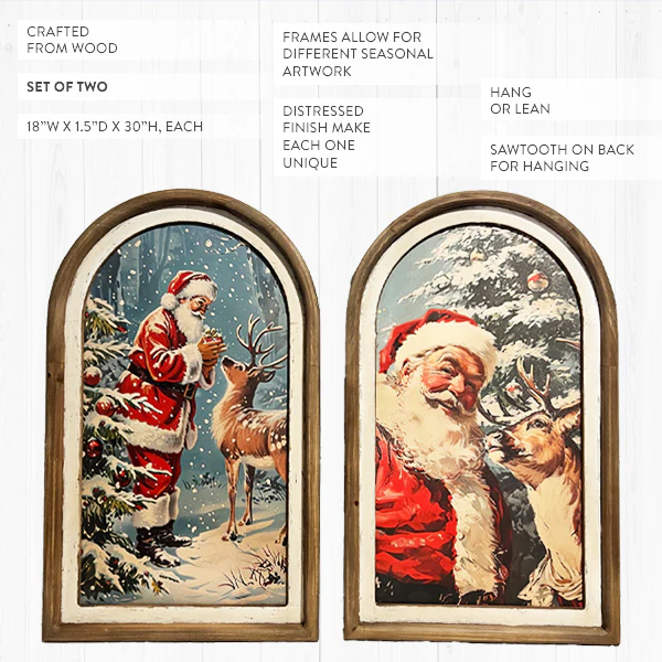 Vintage Inspired Santa Wall Decor, Set of 2
