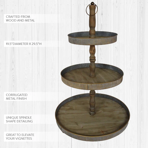 Corrugated Edge Three-Tier Stand