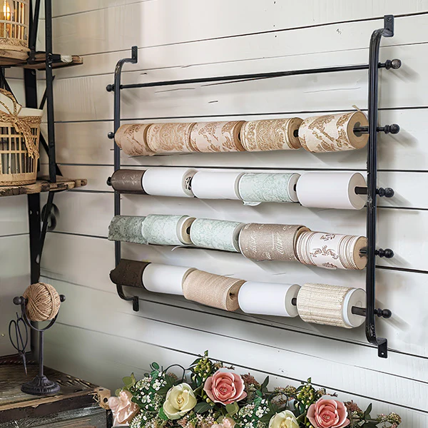 Black Distressed Ribbon Or Wrapping Paper Rack