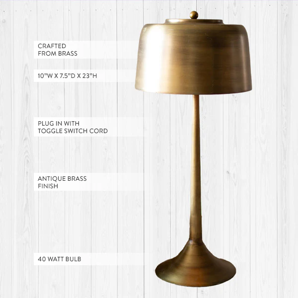 Mid Century Modern Antique Brass Table Lamp