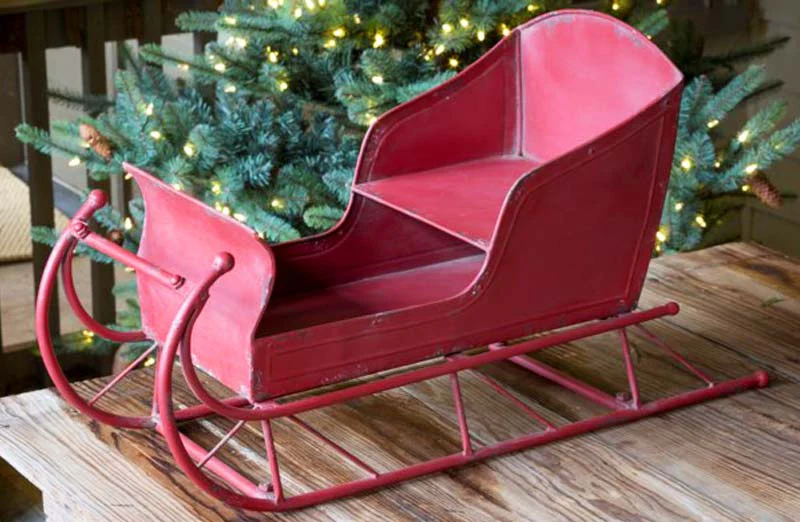 *HUUUGE* Vintage Inspired Red Metal European Sleigh
