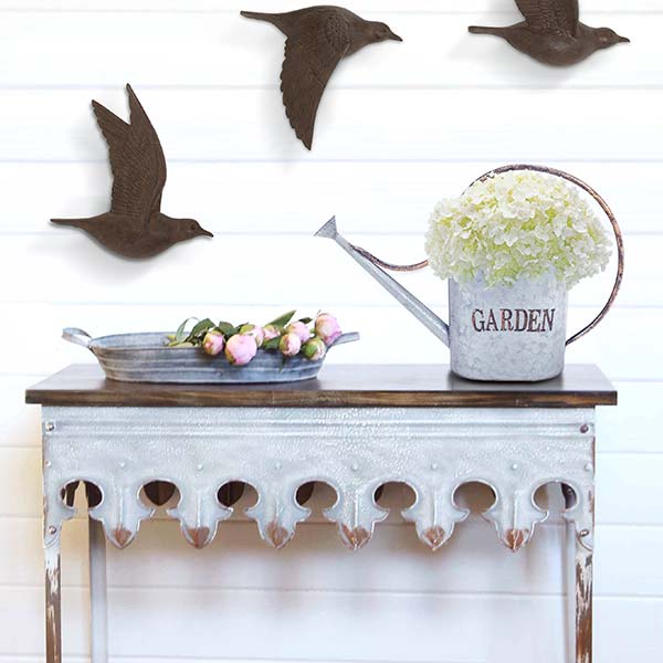 Galvanized Garden Watering Can Decor