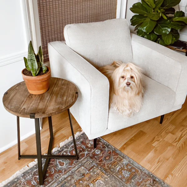 Round Side Table with Metal Base