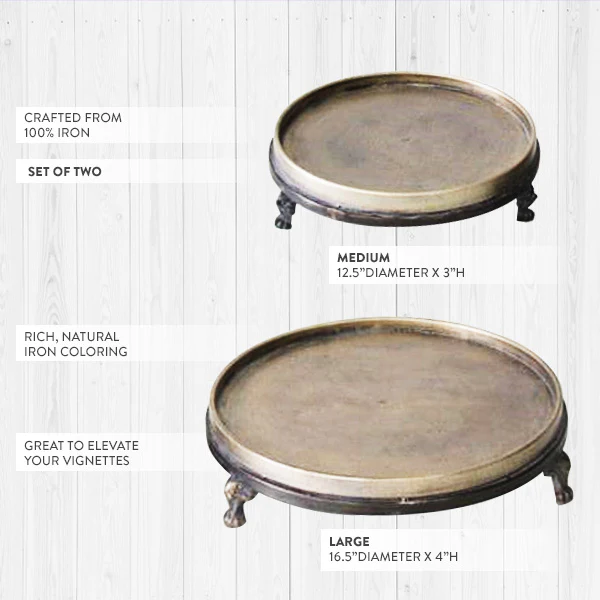 Antique Patina Iron Display Risers, Set of 2