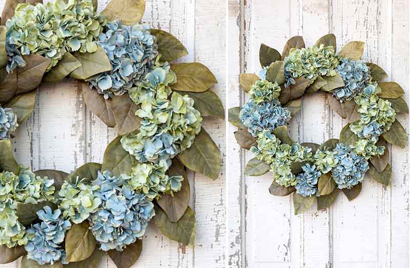 24 Hydrangea and Magnolia Leaf Wreath