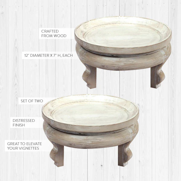 Natural Wooden Riser Stands, Set of 2