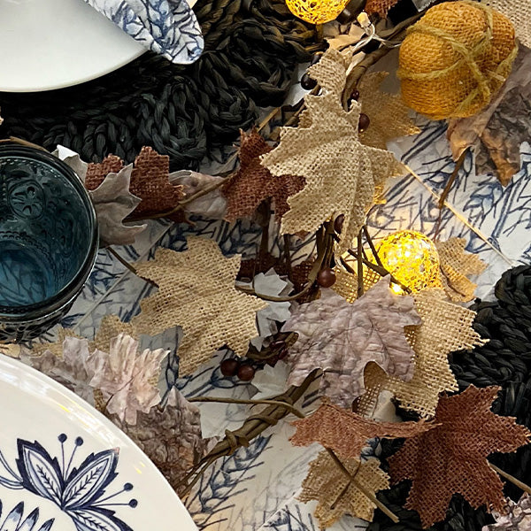 Burlap Fall Leaf Garland | Blue Harvest