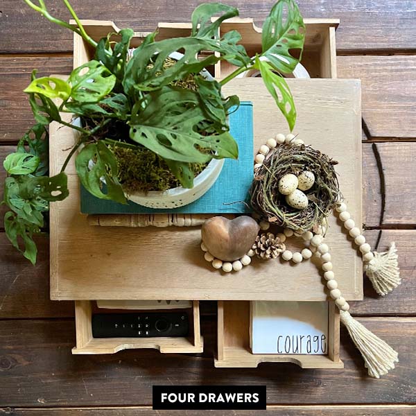 Rustic Wooden Storage Riser with Drawers