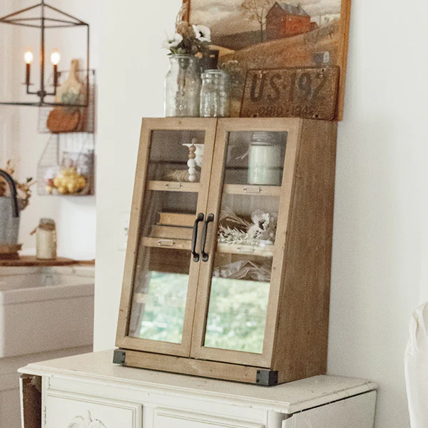 Wooden Baker's Display Wall Cabinet