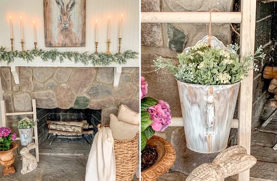 Scalloped Edge Rusted Hanging Bucket