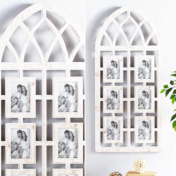 Whitewashed Arched Photo Frame