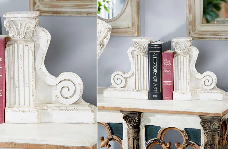 HUGE Pillar Scroll Corbel Bookends