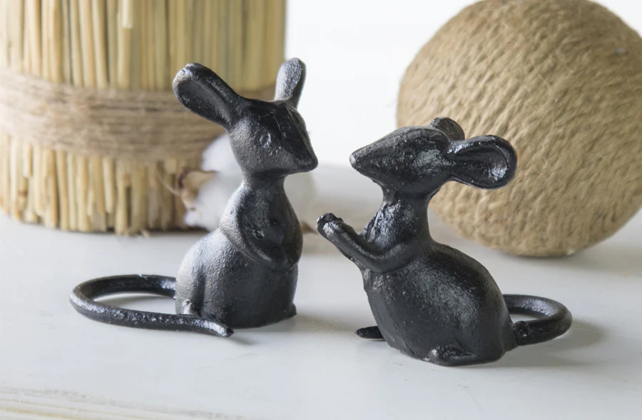 Cast Iron Mice Paper Weights, Set of 2