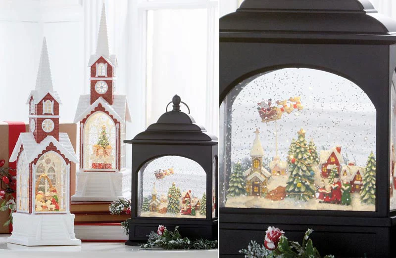 Santa's Sleigh Lantern Snow Globe