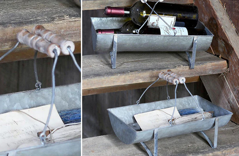 Wood Handled Table Troughs  Set of 2