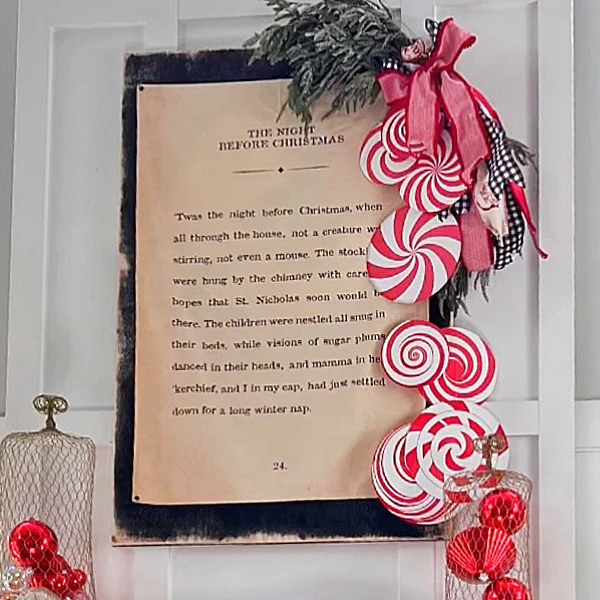 Red and White Spiral Oversized Outdoor Christmas Ornaments, Set of Eight