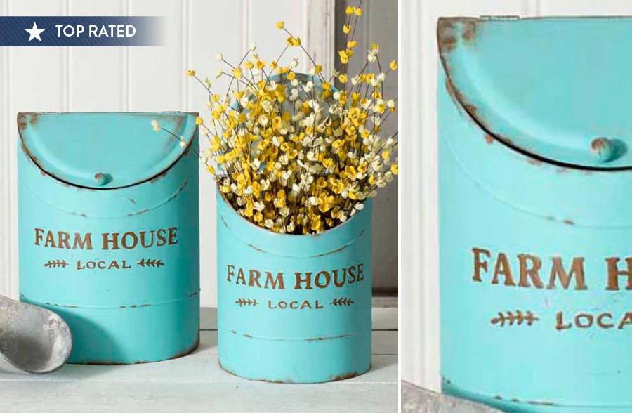 Turquoise Local Farmhouse Bins, Set of 2