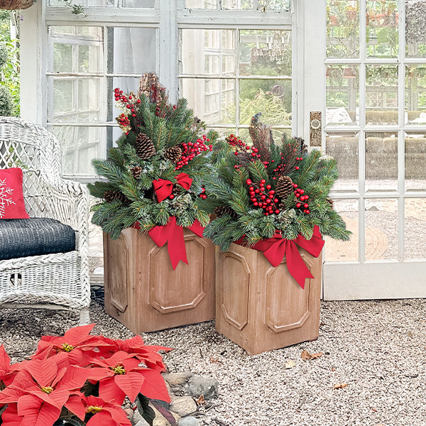 Oversized Outdoor Wooden Planters, Set of 2