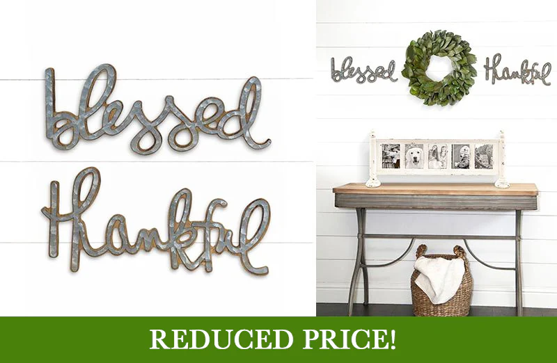 Blessed And Thankful Signs  Set of 2