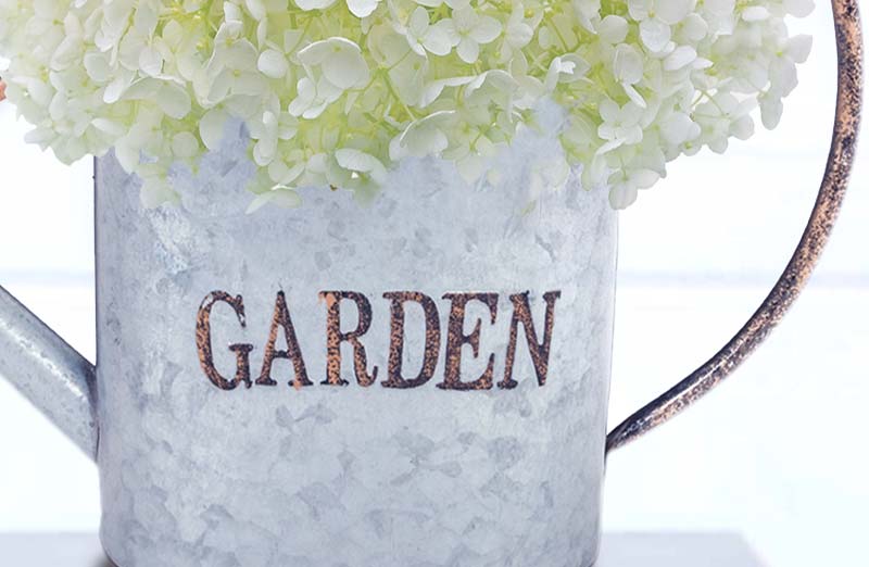 Galvanized Garden Watering Can Decor