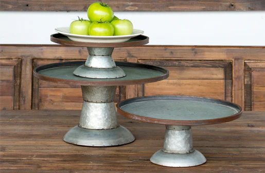 Galvanized Metal Cake Stands  Set of 3