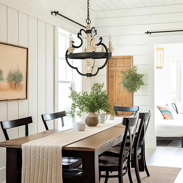 Rustic Modern Six Light Chandelier