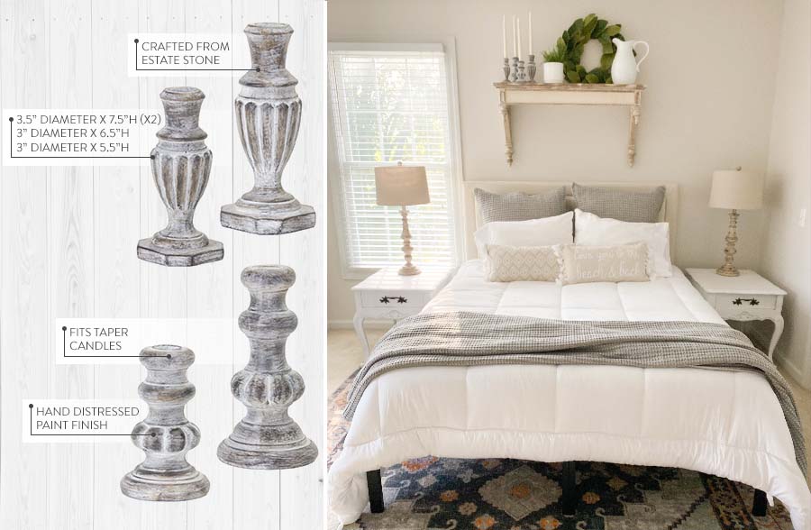 Stone Tapered Candle Holder, Set of 4